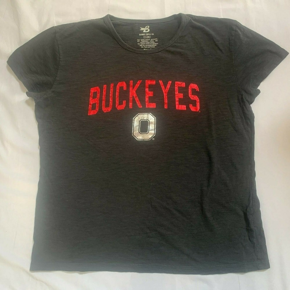 Banner Supply Co Womens Ohio State Buckeyes T-Shirt Gray Red Size Extra Large XL